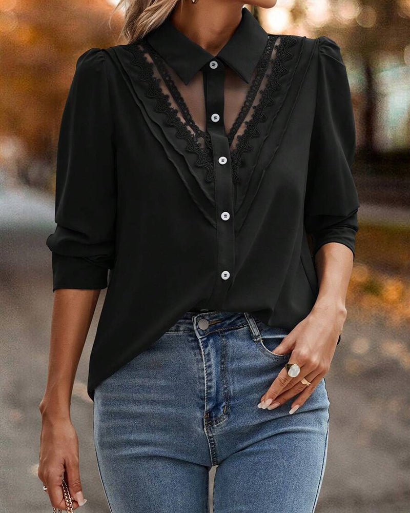 Serena™ | Blouse Romantique Patchwork avec Dentelle Fine