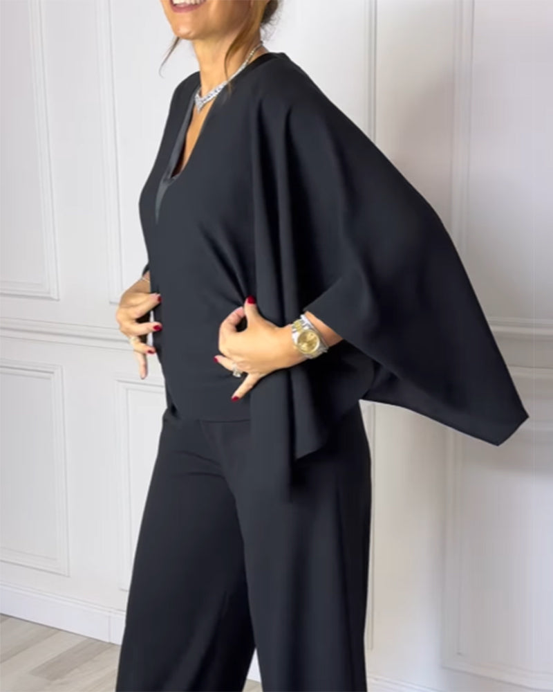 Maristella™ | Chemisier Élégant à Manches Papillon et Col en V