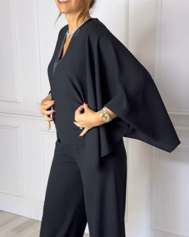 Maristella™ | Chemisier Élégant à Manches Papillon et Col en V