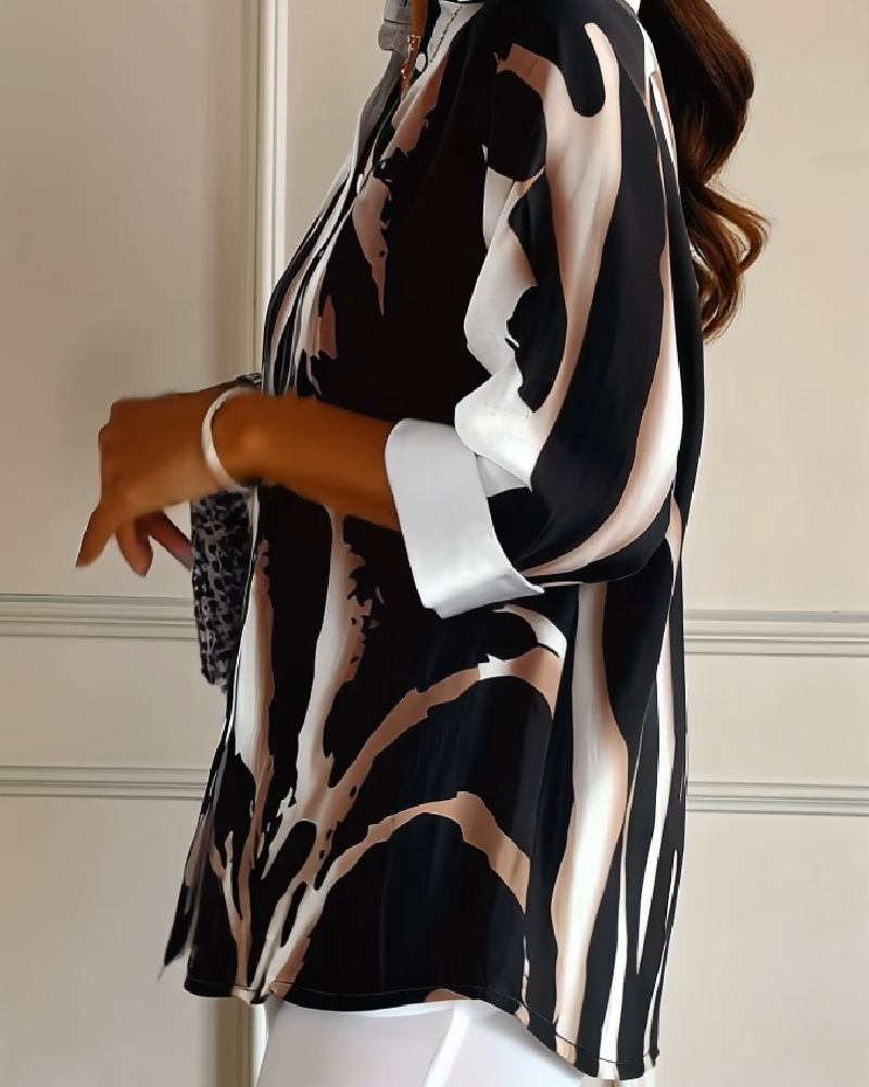 Lucia™ | Chemisier Doux à Imprimé Élégant et Col Montant