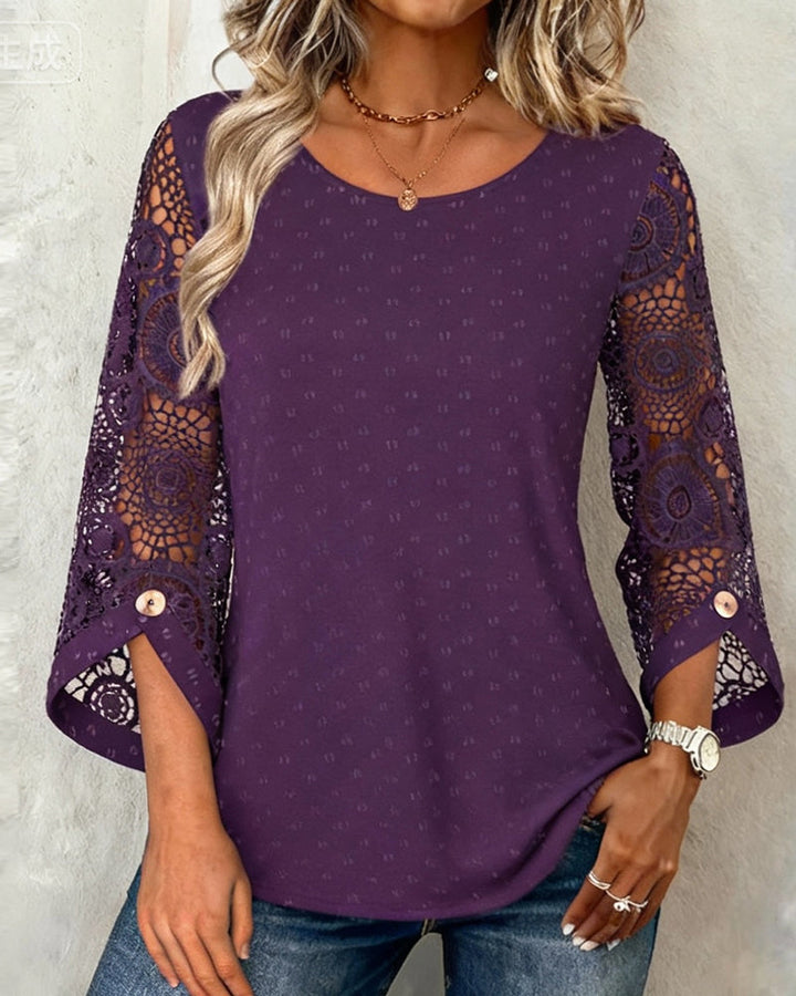 Maristella™ | Blouse Douce avec Manches Évasées Élégantes et Dentelle Délicate