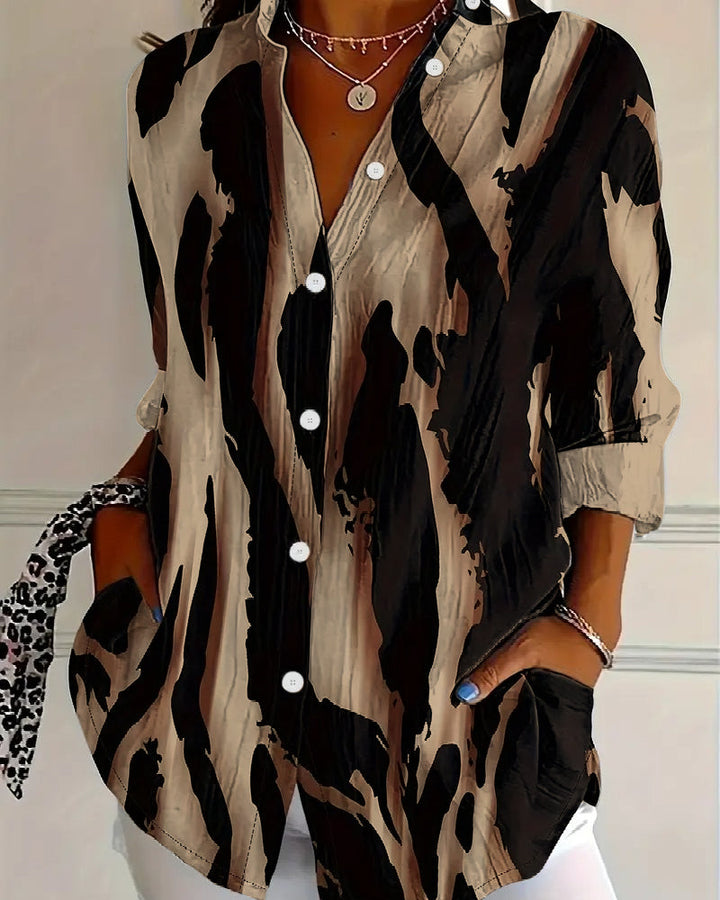 Lucia™ | Chemisier Doux à Imprimé Élégant et Col Montant