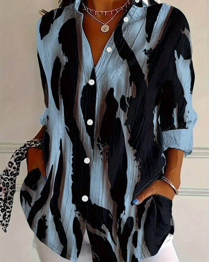 Lucia™ | Chemisier Doux à Imprimé Élégant et Col Montant