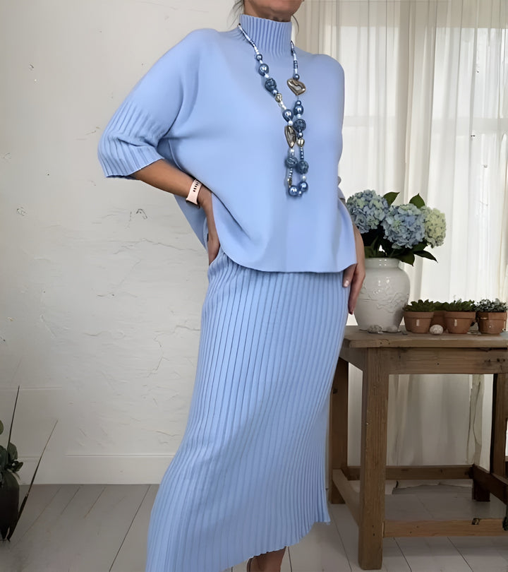 ParisPeak™ | Ensemble En Maille Élégant Avec Jupe Midi