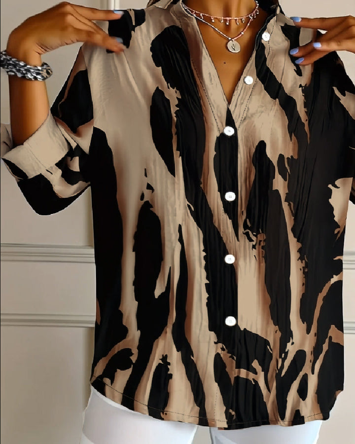 Lucia™ | Chemisier Doux à Imprimé Élégant et Col Montant