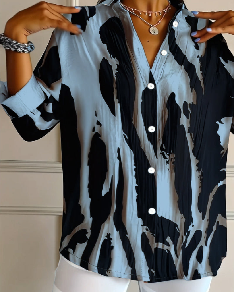 Lucia™ | Chemisier Doux à Imprimé Élégant et Col Montant