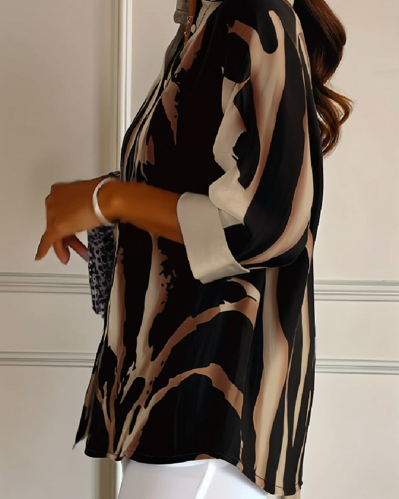 Lucia™ | Chemisier Doux à Imprimé Élégant et Col Montant