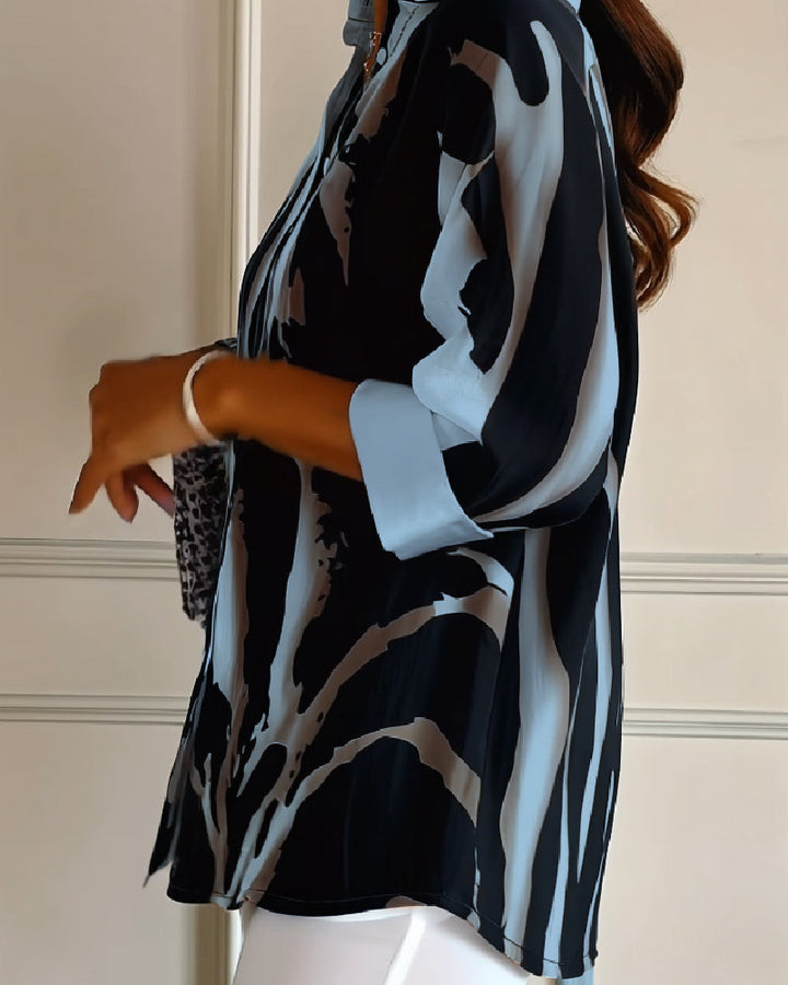 Lucia™ | Chemisier Doux à Imprimé Élégant et Col Montant