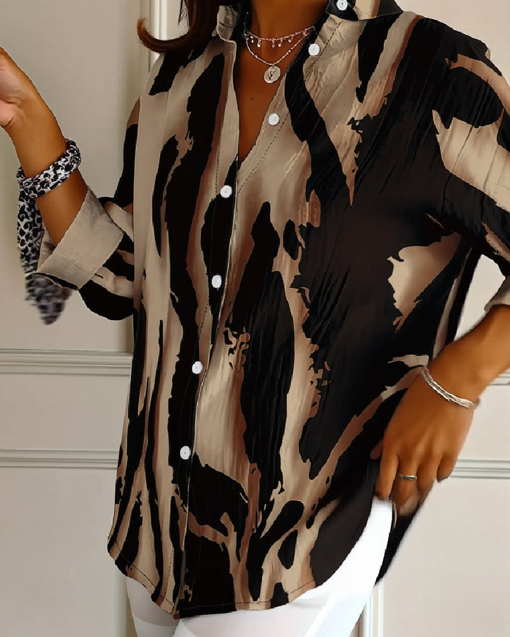 Lucia™ | Chemisier Doux à Imprimé Élégant et Col Montant