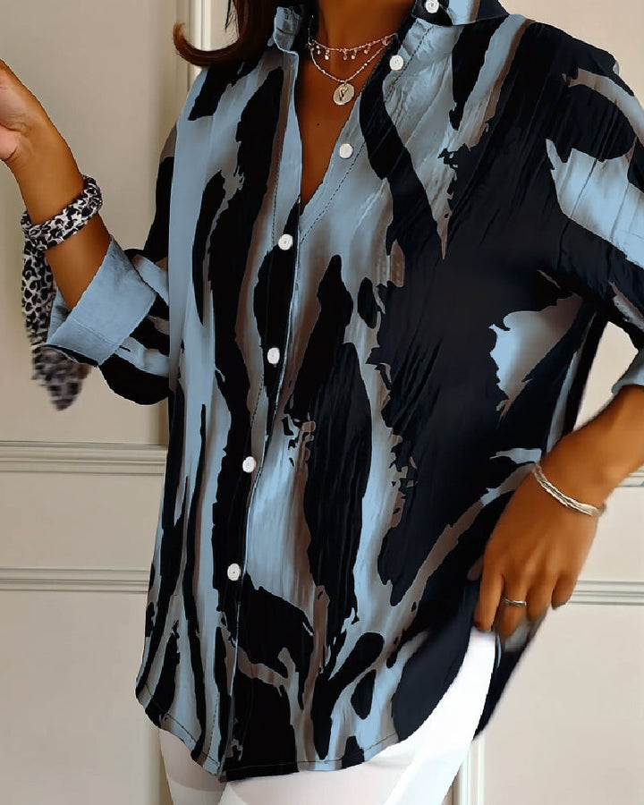 Lucia™ | Chemisier Doux à Imprimé Élégant et Col Montant