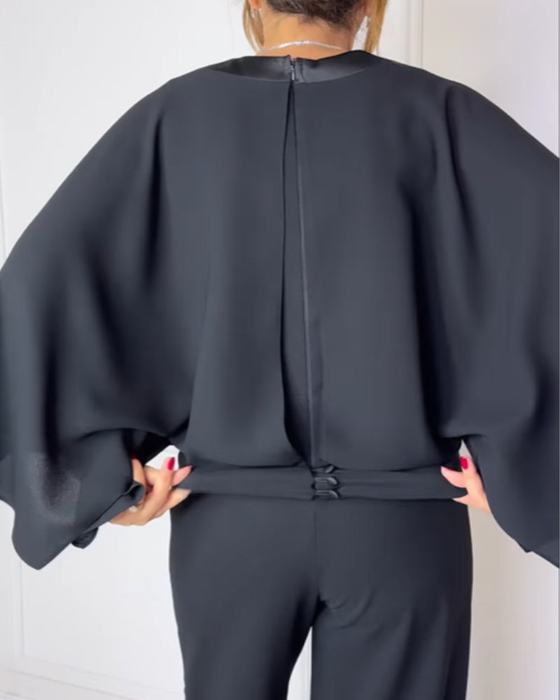 Maristella™ | Chemisier Élégant à Manches Papillon et Col en V