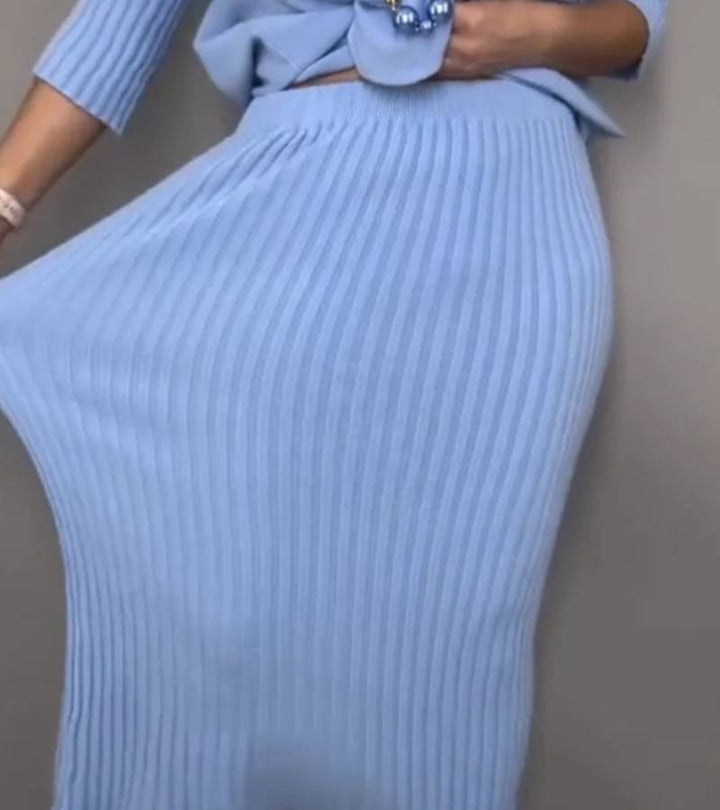 ParisPeak™ | Ensemble En Maille Élégant Avec Jupe Midi