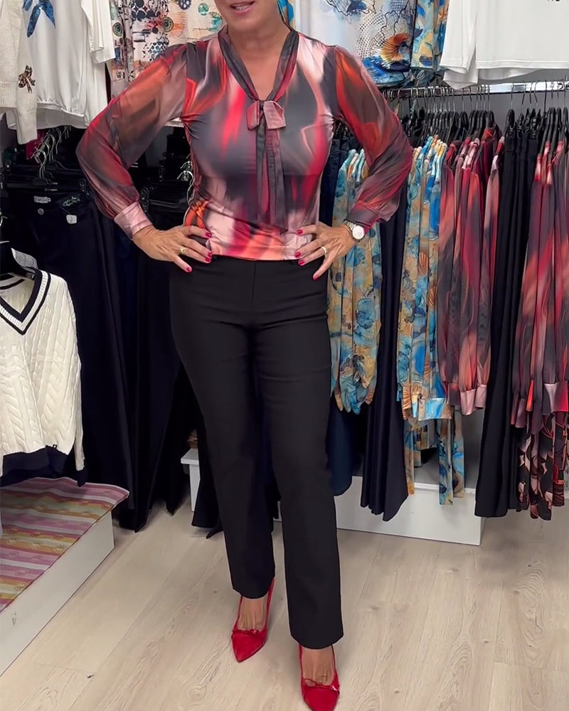 Verona™ | Chemisier Fluide à Col Noué avec Imprimé Élégant