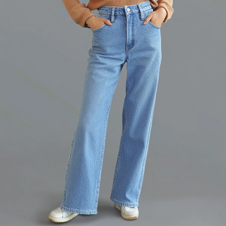 Marine™ | Jean Droit Élégant à Taille Haute