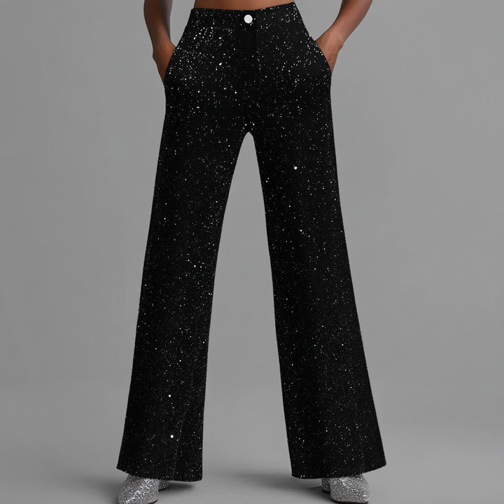 Inès™ | Pantalon Pailleté Élégant à Taille Haute & Coupe Ample