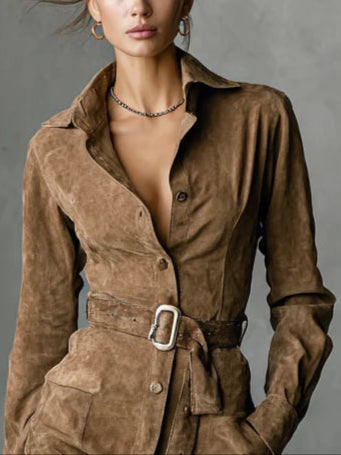 ParisPeak™ | Robe portefeuille élégante effet suédine