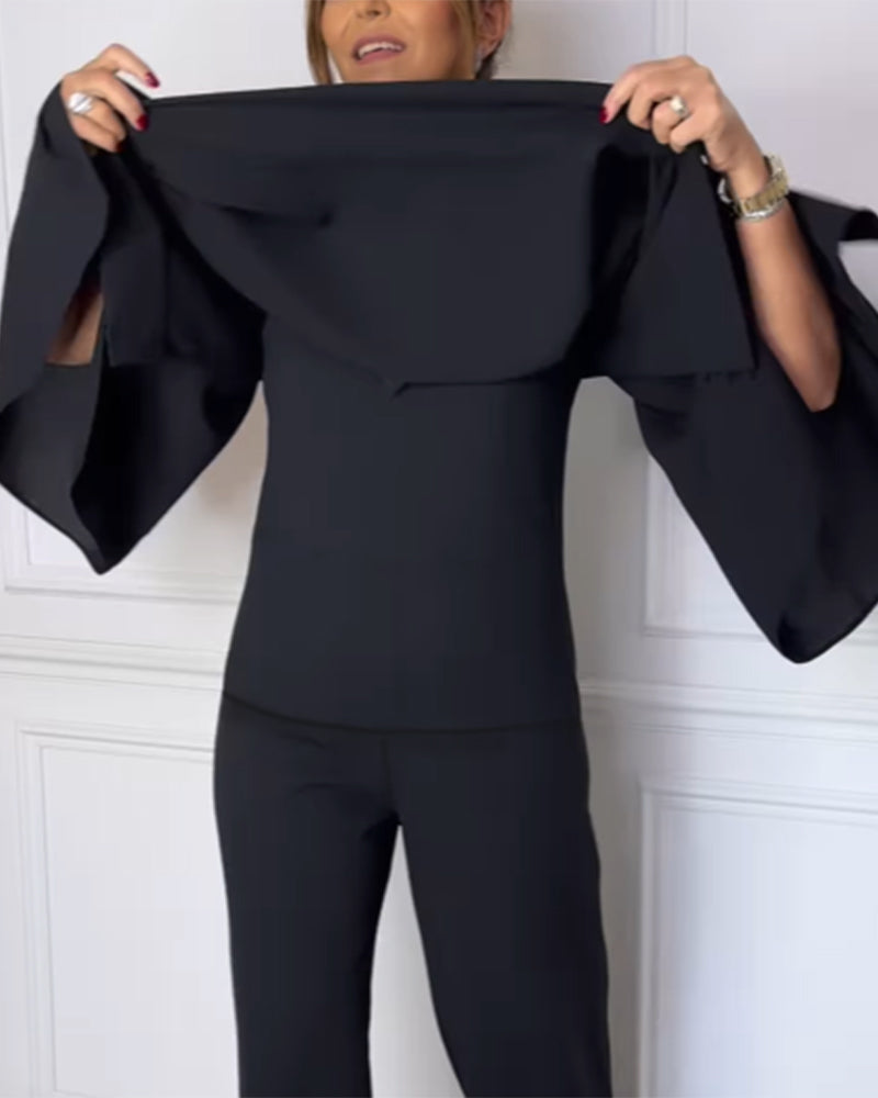 Maristella™ | Chemisier Élégant à Manches Papillon et Col en V