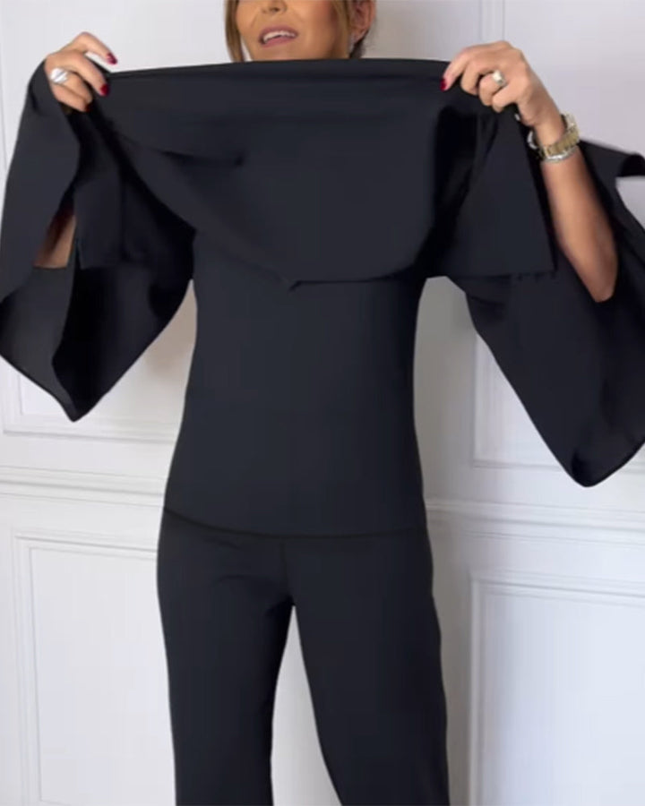 Maristella™ | Chemisier Élégant à Manches Papillon et Col en V