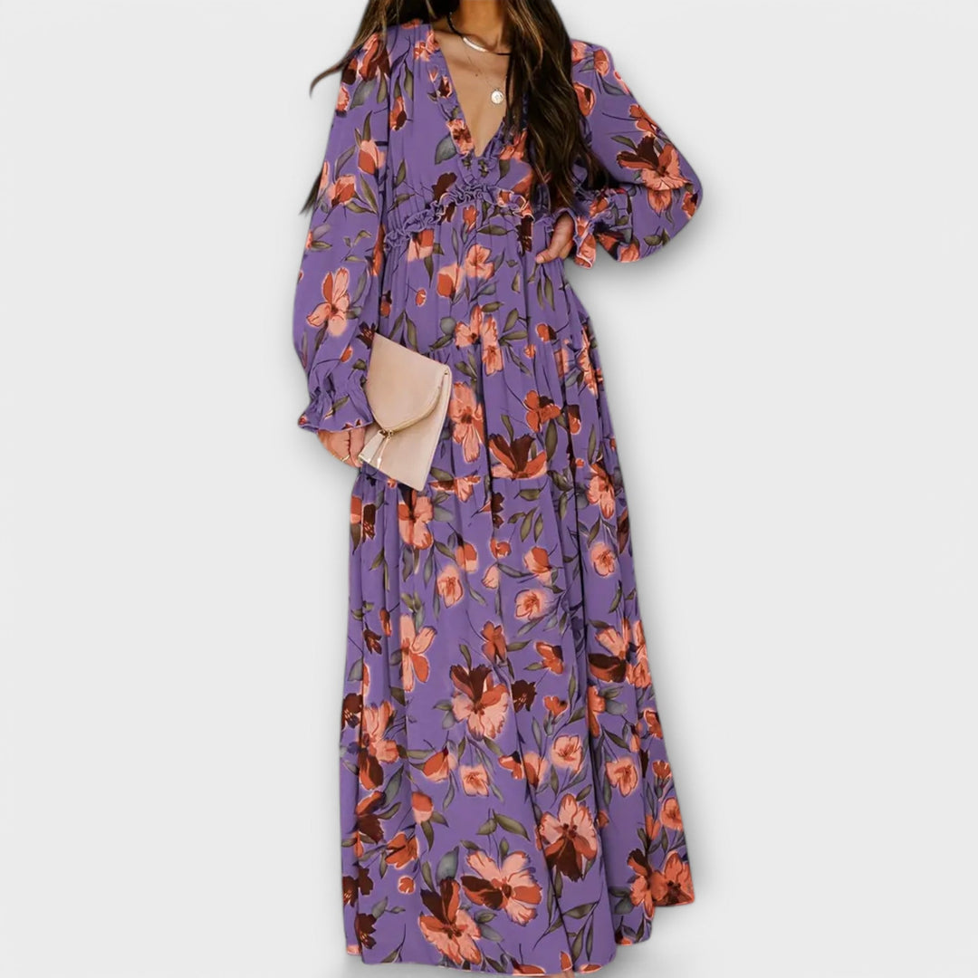 Lucette™ | Robe Élégante à Fleurs – Légèreté & Charme en Mouvement