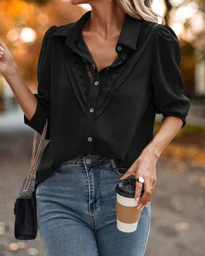 Serena™ | Blouse Romantique Patchwork avec Dentelle Fine