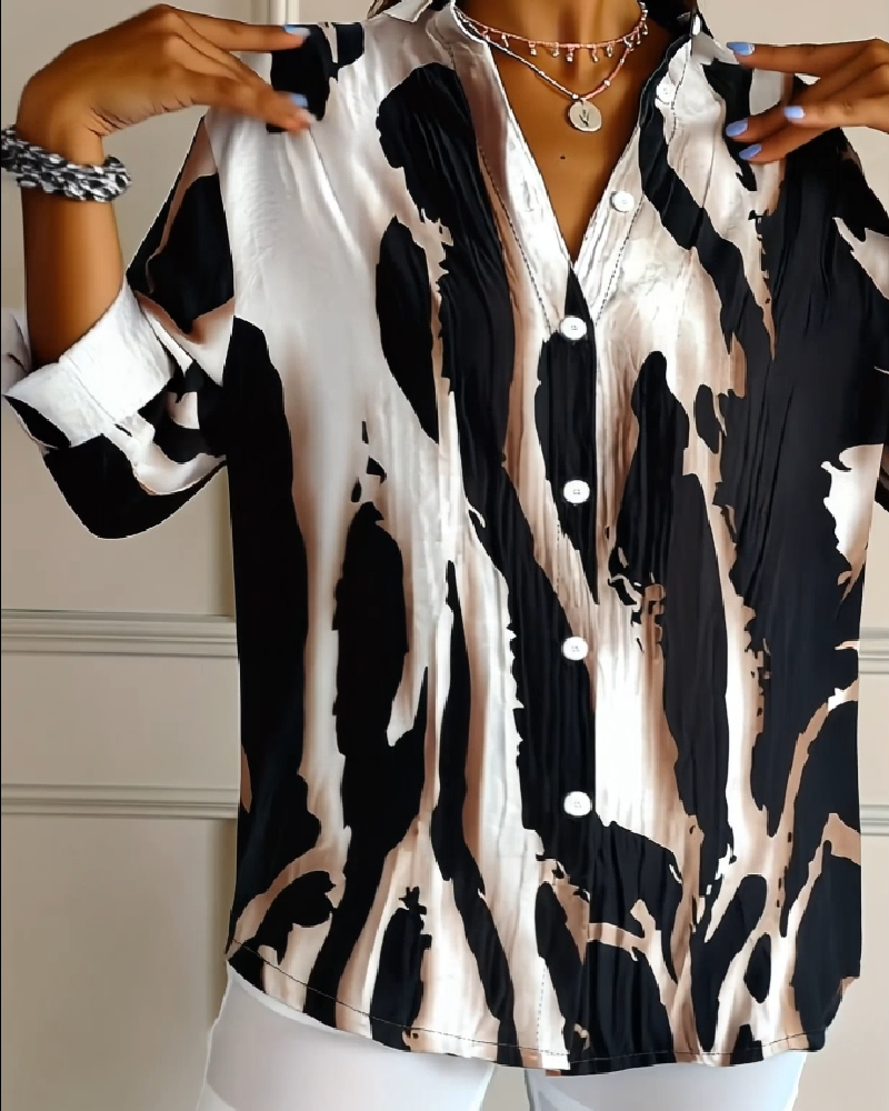 Lucia™ | Chemisier Doux à Imprimé Élégant et Col Montant