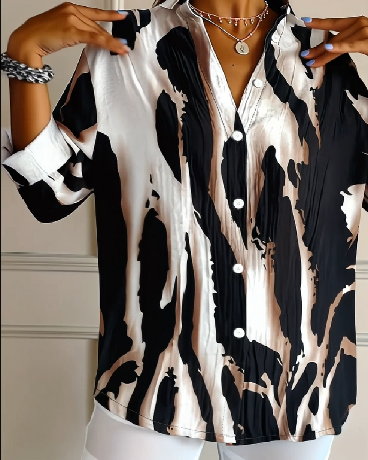 Lucia™ | Chemisier Doux à Imprimé Élégant et Col Montant