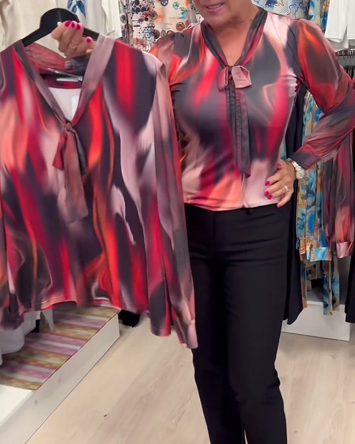 Verona™ | Chemisier Fluide à Col Noué avec Imprimé Élégant