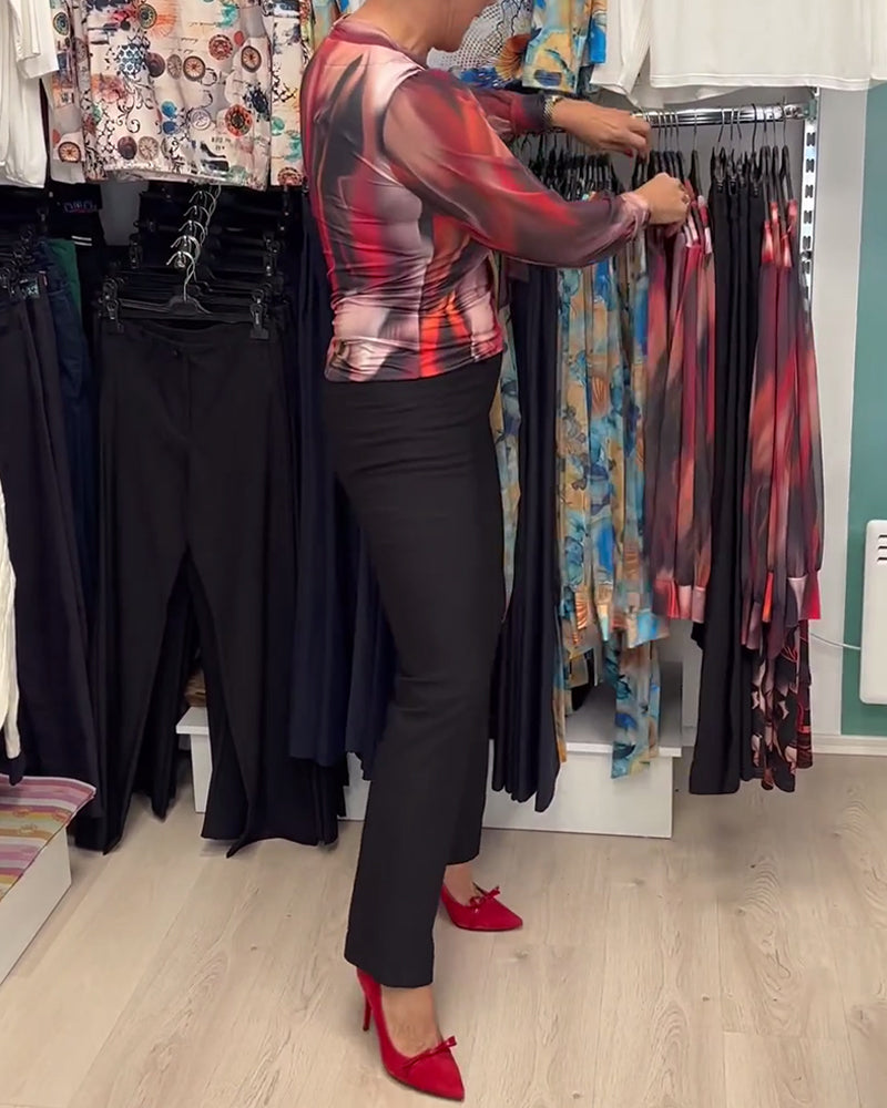 Verona™ | Chemisier Fluide à Col Noué avec Imprimé Élégant