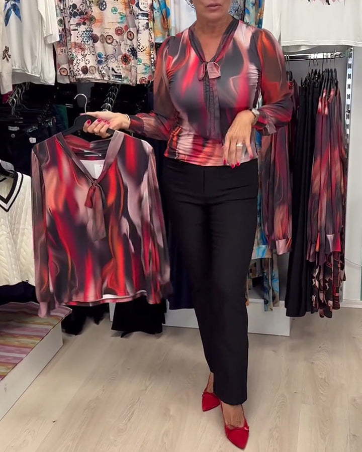 Verona™ | Chemisier Fluide à Col Noué avec Imprimé Élégant