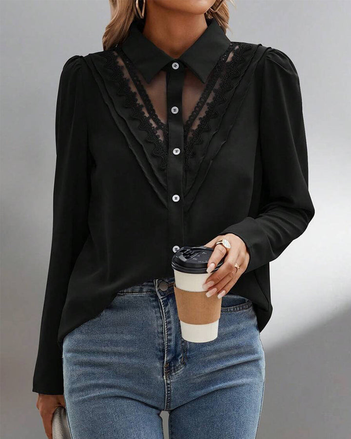 Serena™ | Blouse Romantique Patchwork avec Dentelle Fine