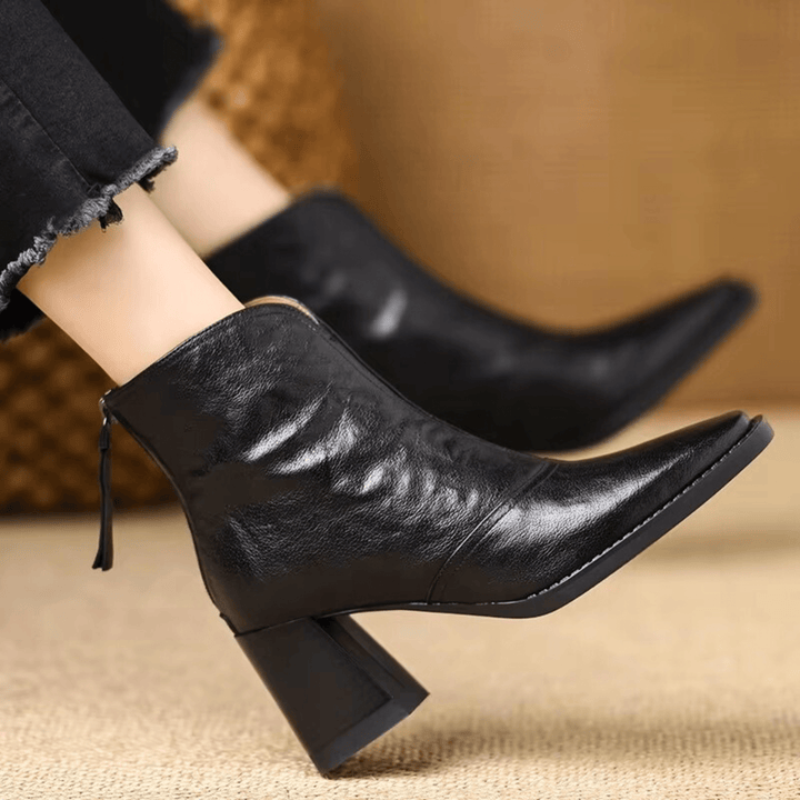 Manon™ | Bottines en Cuir Élégantes avec Talon Sculpté