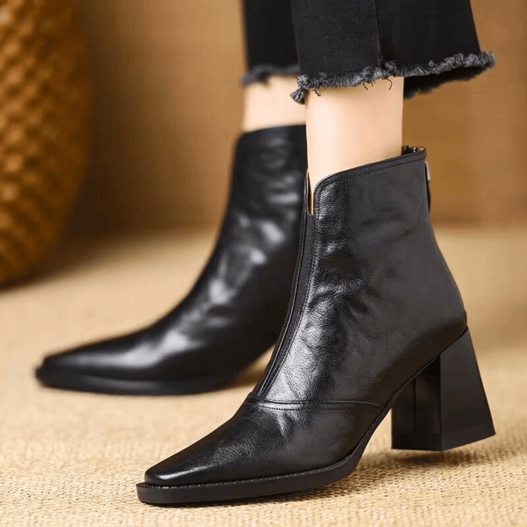 Manon™ | Bottines en Cuir Élégantes avec Talon Sculpté