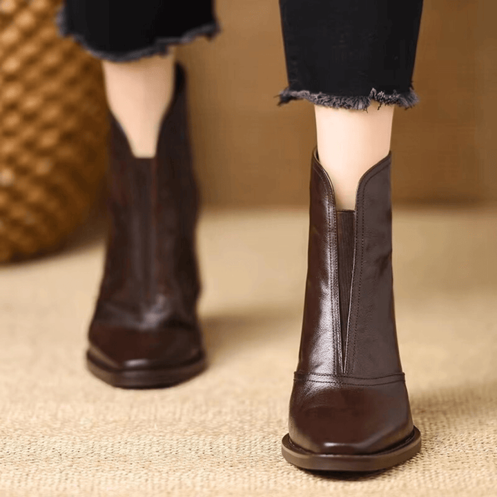 Manon™ | Bottines en Cuir Élégantes avec Talon Sculpté