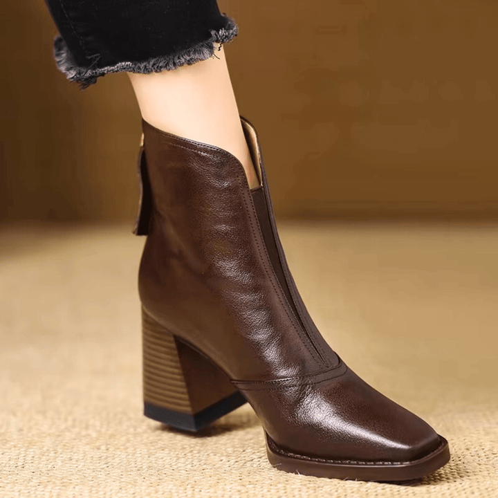 Manon™ | Bottines en Cuir Élégantes avec Talon Sculpté